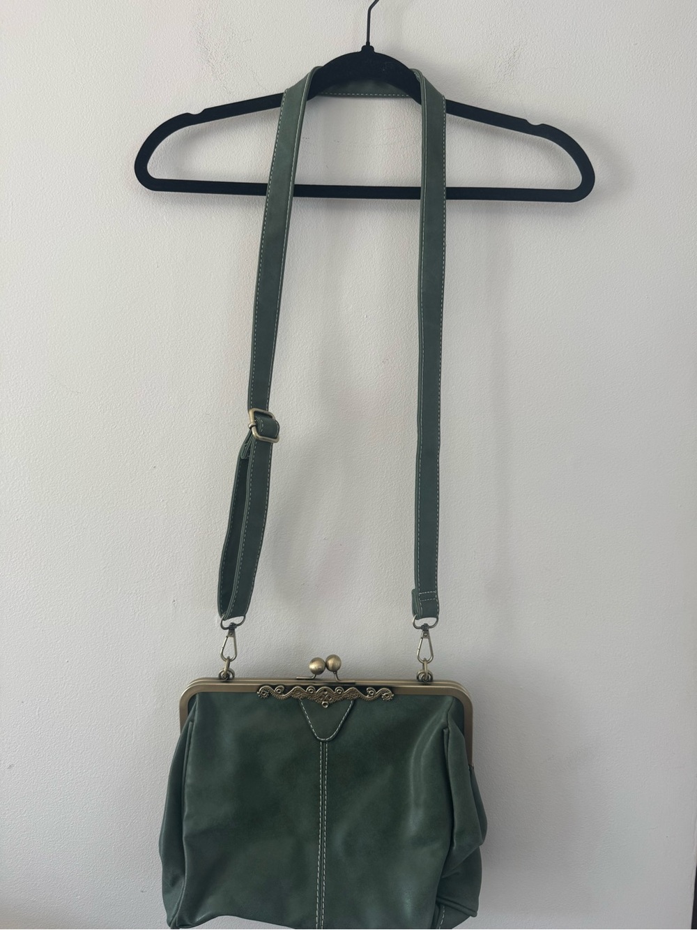 Classic Green Leather Crossbody Frame Bag
